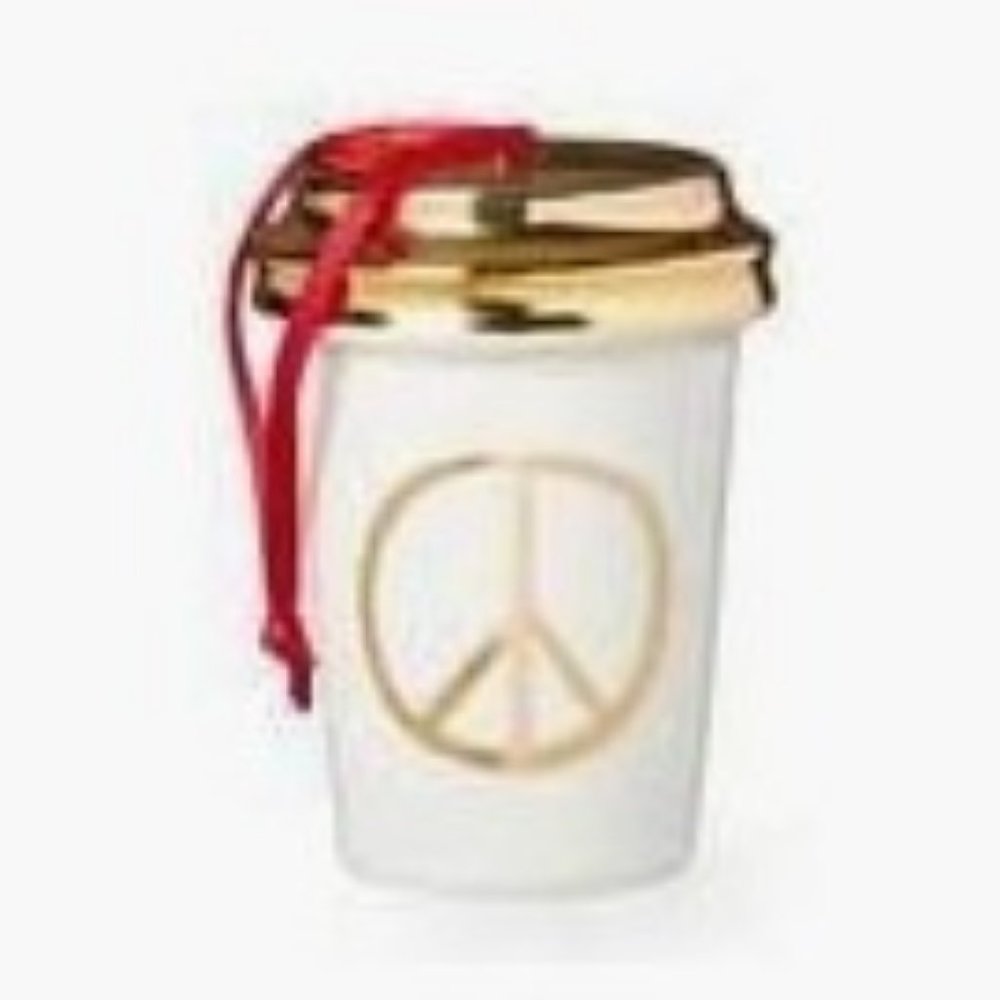 Starbucks 2015 Gold Peace Holiday Cup Ceramic Ornament - Picture 3 of 4